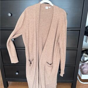 Women's Tan Sweater Duster Cardigan